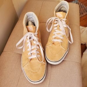 Vans Sk8-Hi Classic Bleached Apricot High Top Sneakers, Suede, Women's 10